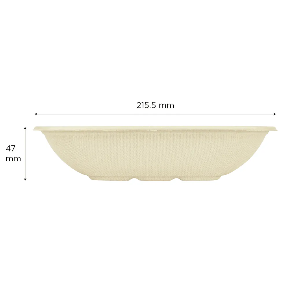 32oz PFAS Free Bagasse Square Bowl, Natural - 300 pcs