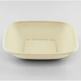 32oz PFAS Free Bagasse Square Bowl, Natural - 300 pcs