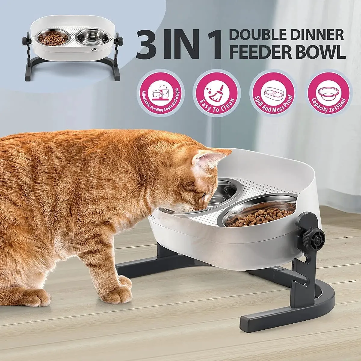 All for Paws 3 In 1 Elevated Double Dinner - S