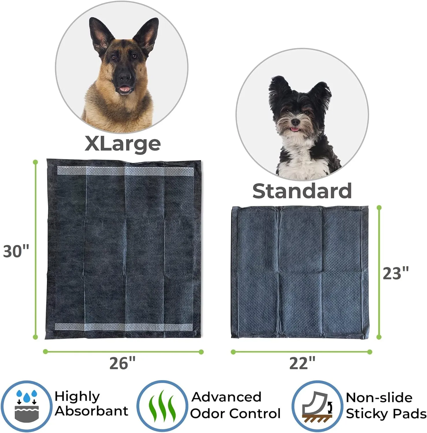 Alpha Paw - Odor Eliminating Pee Pads for Dogs, Extra Thick Disposable Leak-Proof Dog Pads, Quick-Dry, Non-Slip Backing, with Pheromones to Attract Your Dog