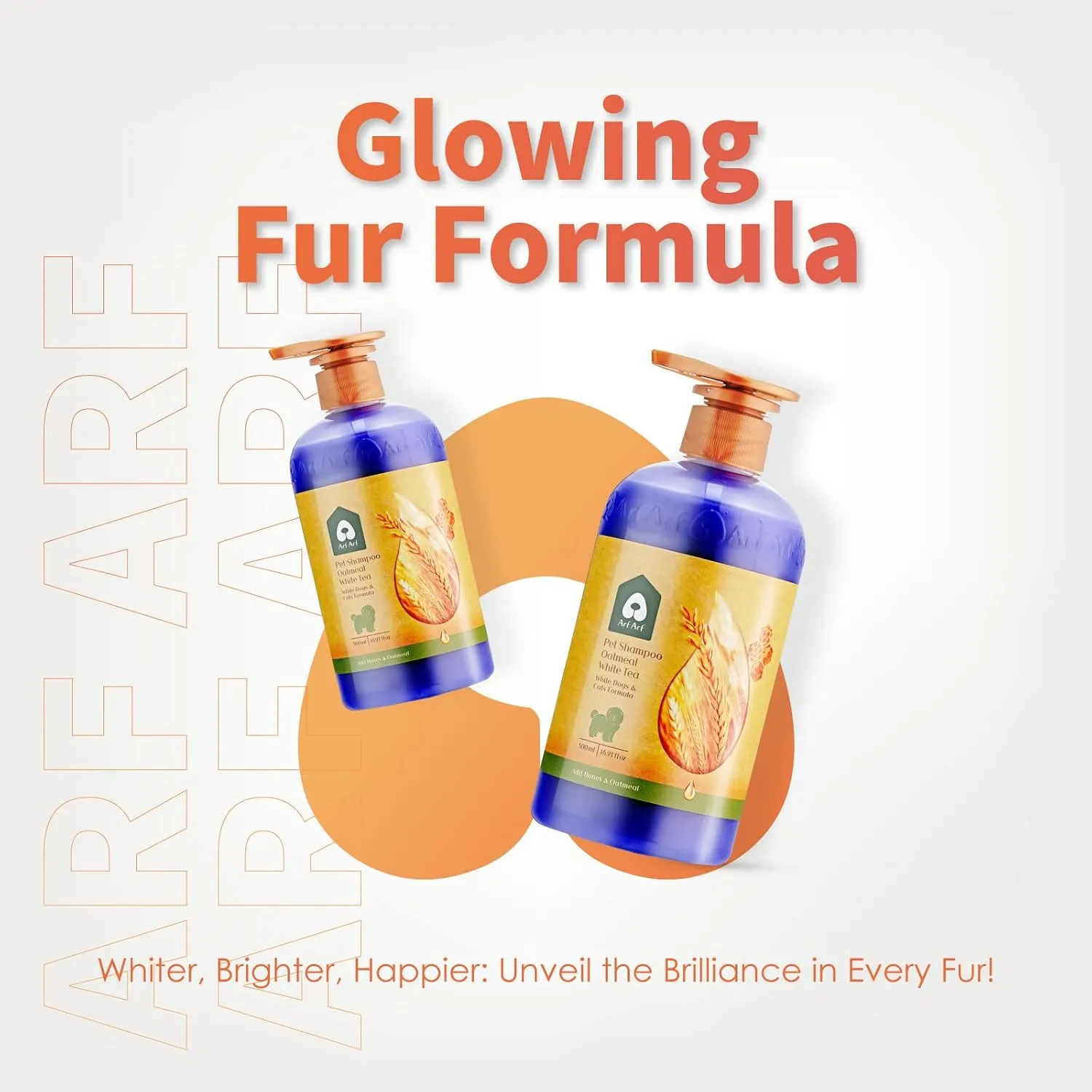 Arf Arf Dog Shampoo Whitening Formula, White-Coated Brightening Oatmeal 16oz, Honey-Infused, Pet-Friendly, Enhances Coat Shine, Suitable for All Breeds and Ages - 16oz