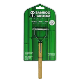 Bamboo Groom Dematting Comb with 10 Stainless Steel Teeth