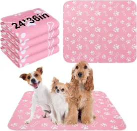 BEAUTYZOO 4 Pack Washable Pee Pads for Dogs, Reusable Puppy Pads for Potty Training, Waterproof Super Absorbent Wee Wee Pads for Dogs Non-Slip, Pet Whelping Mats Playpen Dog Crate Floors, 24IN x 36IN