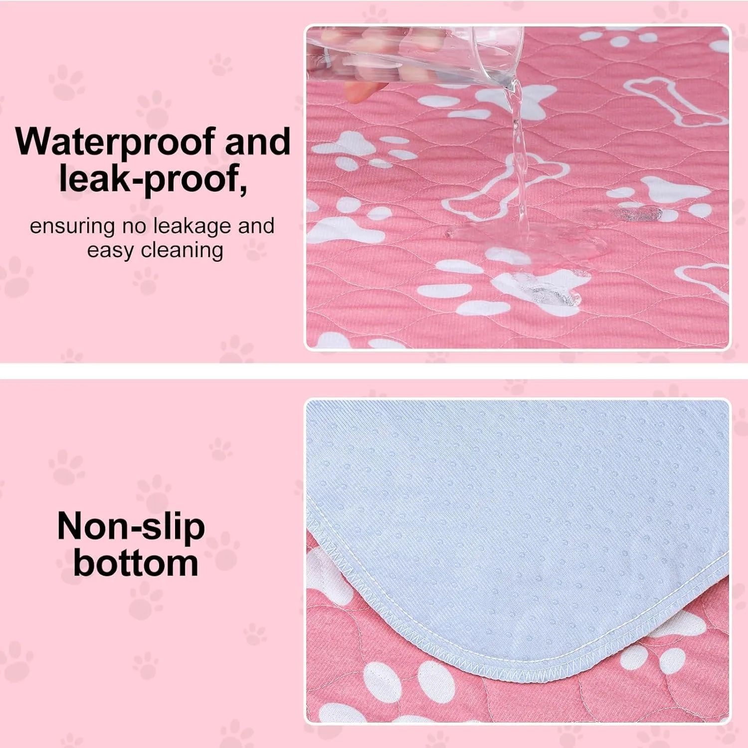 BEAUTYZOO 4 Pack Washable Pee Pads for Dogs, Reusable Puppy Pads for Potty Training, Waterproof Super Absorbent Wee Wee Pads for Dogs Non-Slip, Pet Whelping Mats Playpen Dog Crate Floors, 24IN x 36IN