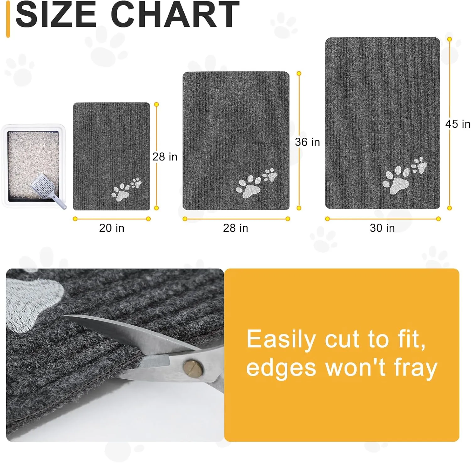 BEAUTYZOO Cat Litter Mat Litter Trapping Mat, 20"x 28" Small Litter Box Mat, Waterproof Kitty Litter Mat, Non-Slip Litter Rug Mats Pads for Floor Scatter Control, Soft on Paws & Easy to Clean, Grey