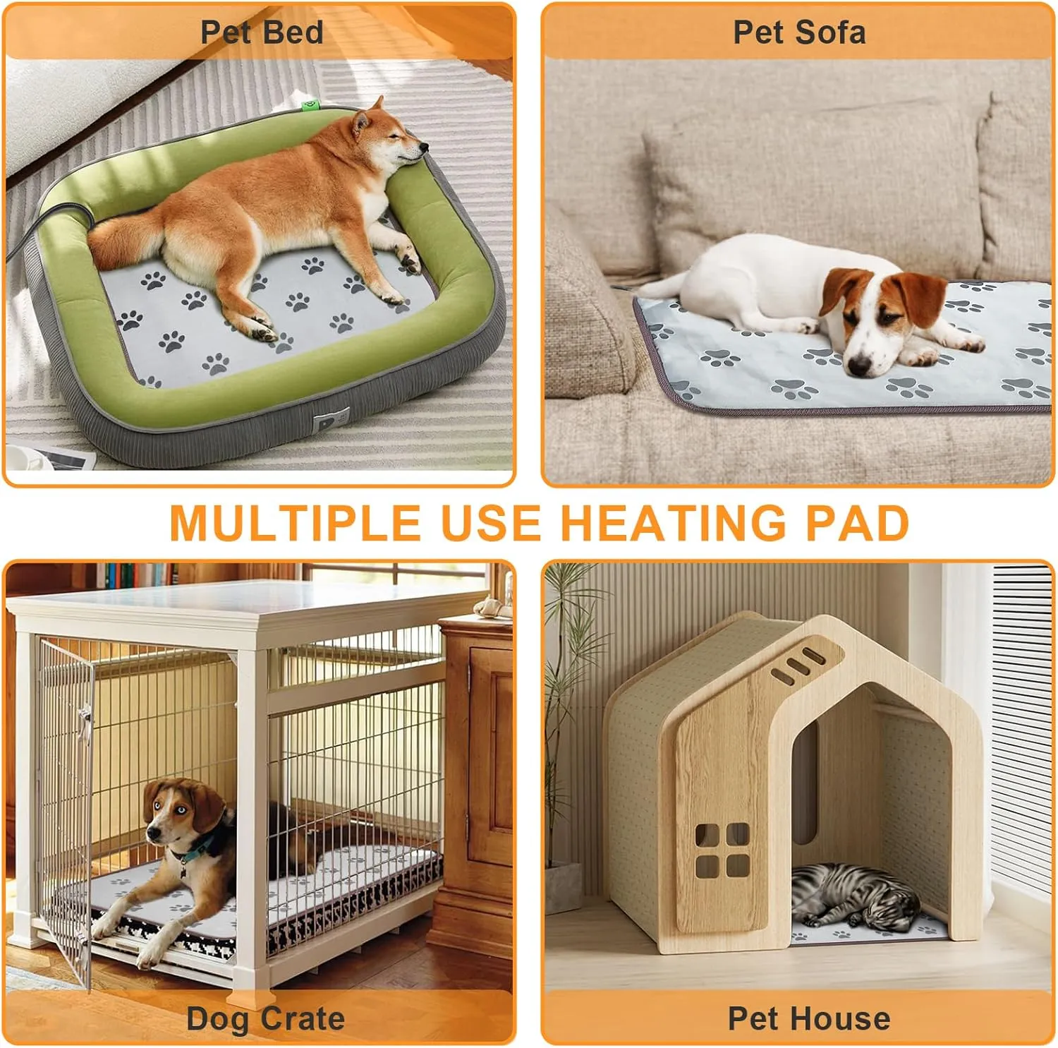 Bestio Cat Heating Pad, 2218 in Heating Dog Bed Suitable for Medium and Small Pets, Adjustable Thermostat Constant ON Function with Plush Cover - Blue