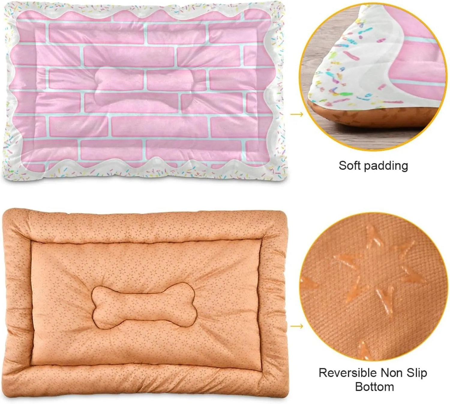Bricks and Candy Sprinkles Outdoor Dog Bed for Small Dogs Washable Waterproof Travel Pet Bed Mat Portable Cat Bed with Non-Slip Bottom for Indoor and Sleeping 18 x 24 Inch