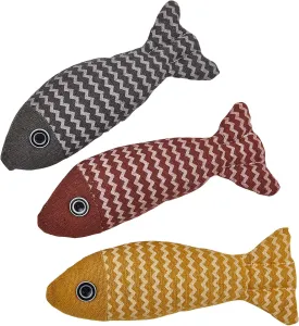 Cat Toys Saury Fish, 3 Pack Catnip Crinkle Sound Toys, Soft and Durable, Interactive Cat Kicker for Indoor Kitten Exercise