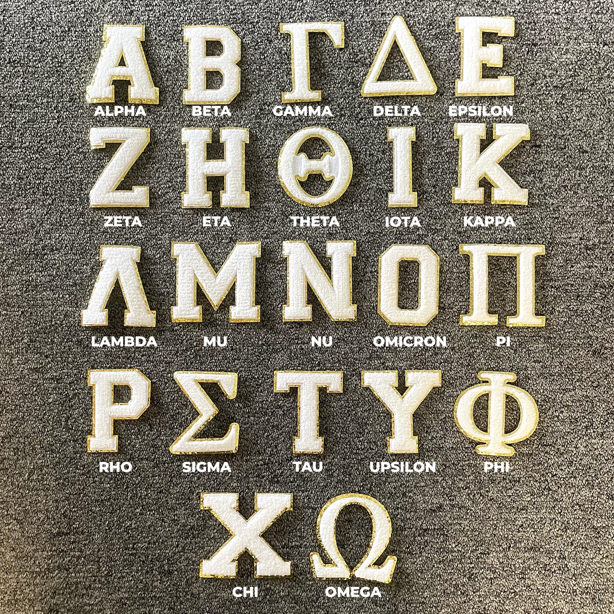Chenille Greek Letter Iron-On Patches