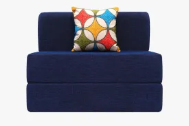 Chenille Sofa Bed, Dotted Blue | 3 x 6, Single Seater | Jharokha Cushions