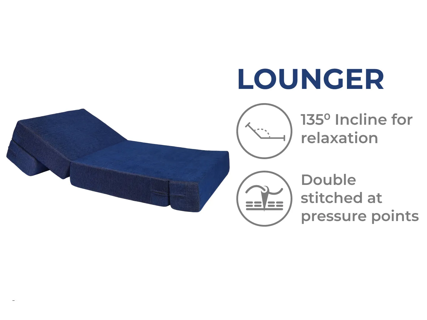 Chenille Sofa Bed, Dotted Blue | 3 x 6.5, Single Seater | Blue Quartet Cushions