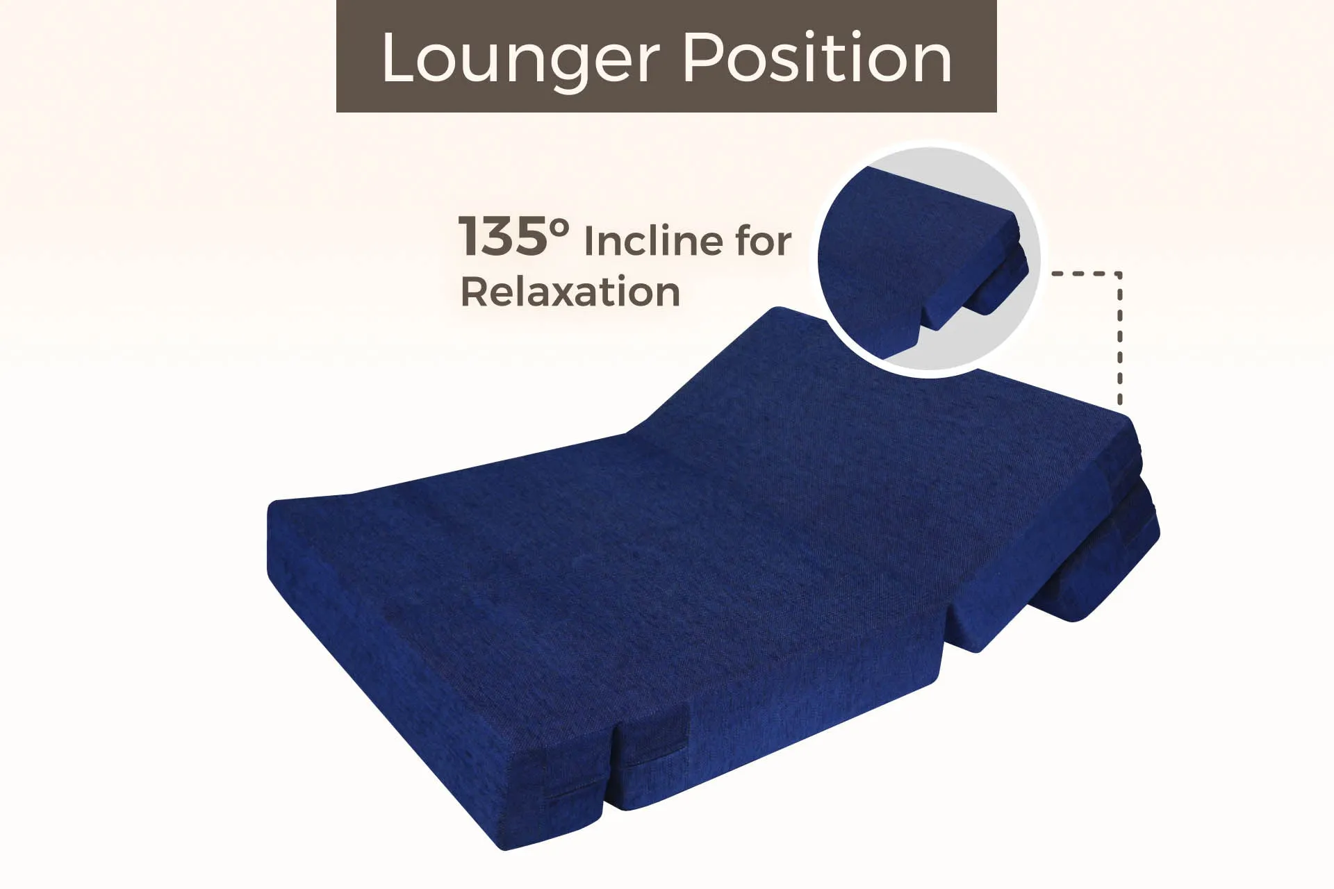 Chenille Sofa Bed, Dotted Blue | 4 x 6, Double Seater | 2 Semi Circle Cushions