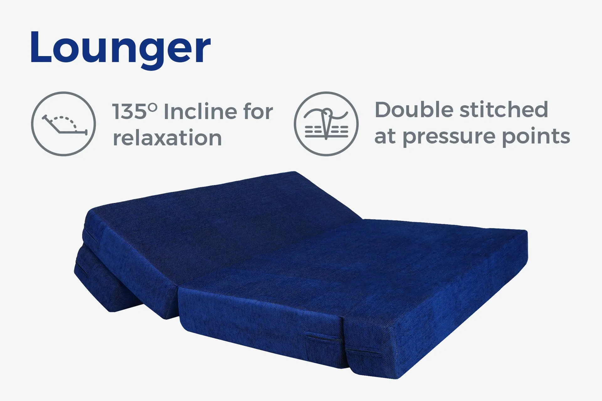 Chenille Sofa Bed, Dotted Blue | 5 x 6, Three Seater | 2 Golden Edge Cushions
