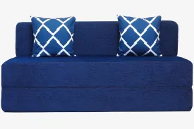 Chenille Sofa Bed, Dotted Blue | 5 x 6.5, Three Seater | 2 Arrow Cushions