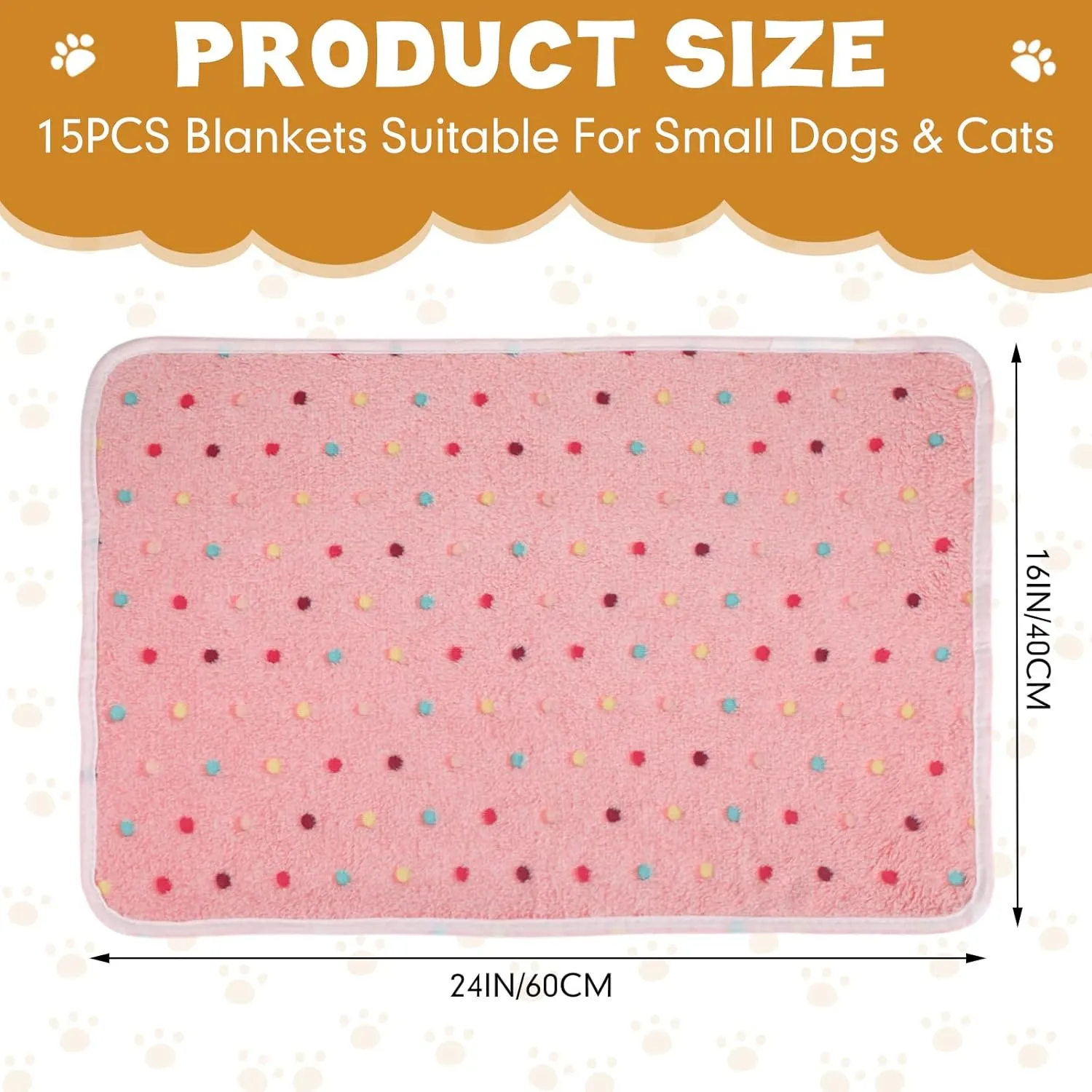 Chumia 15 Pcs Blankets for Dog Cat Soft Fluffy Fleece Washable Pet Dog Pattern Print Fleece Blankets for Pets Throw Warm Bed Mat for Puppy Cat 3 Colors, 24 x 16 Inches(Dot)