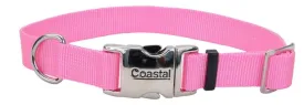 Coastal Pet Adjustable Dog Collar with Metal Buckle - Fade-Resistant Dog Collar Perfect for Walking & Tie Outs - Comfortable Collar with Snap Lock - Pink Bright - 1" x 18" - 26"