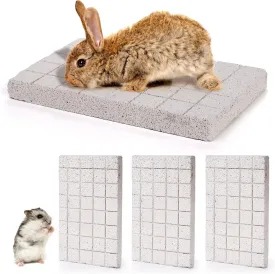 Coloch 4 Pack Bunny Scratching Board, Rabbit Scratching Pad Rabbit Grinding Claw Pad Lava Grinding Teeth Stone Small Pet Chew Toy for Bunny, Rat, Gerbil, Chinchilla, Guinea Pig