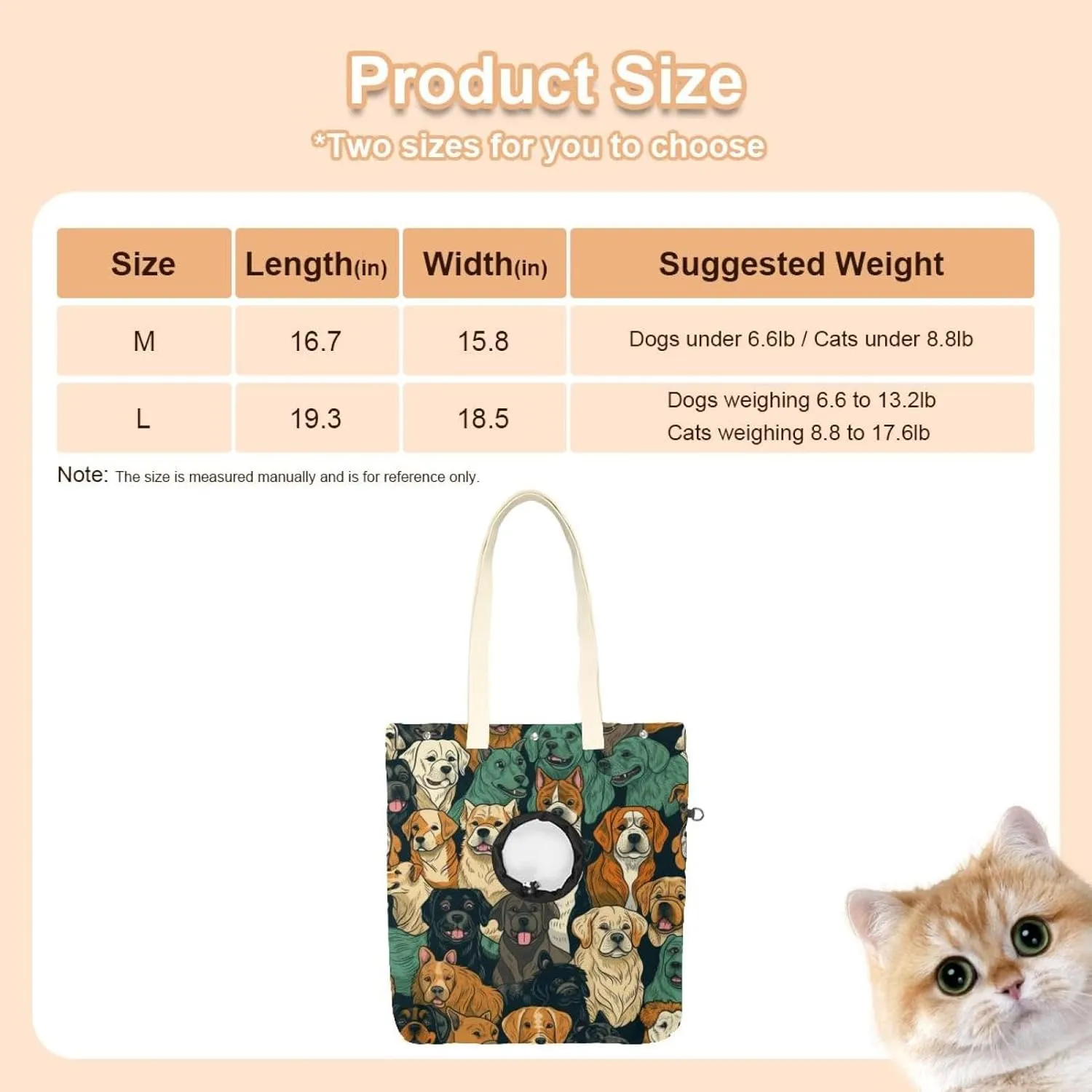 Different Breeds of Dog Pet Shoulder Carrying Bag, Canvas Shoulder Bag Dog Carrier, Portable Cat Small Tote Chest Bag