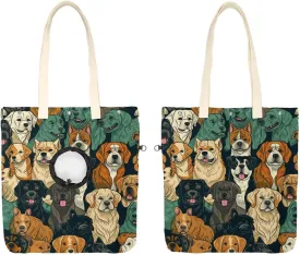 Different Breeds of Dog Pet Shoulder Carrying Bag, Canvas Shoulder Bag Dog Carrier, Portable Cat Small Tote Chest Bag