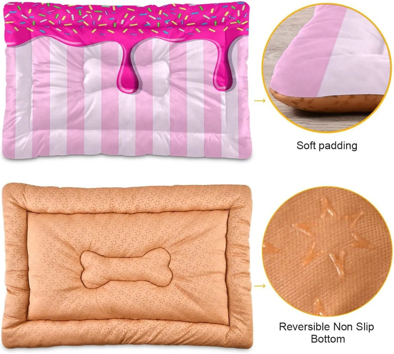 Dripping Candy Outdoor Dog Bed for Small Dogs Washable Waterproof Travel Pet Bed Mat Portable Cat Bed with Non-Slip Bottom for Indoor and Sleeping 18 x 24 Inch