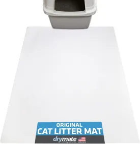 Drymate Original Cat Litter Mat, Contains Mess from Box, Protects Floors, Urine-Proof, Machine Washable, Soft on Kitty Paws, Absorbent, Waterproof (USA Made, Recycled Content) (28x36)(White)