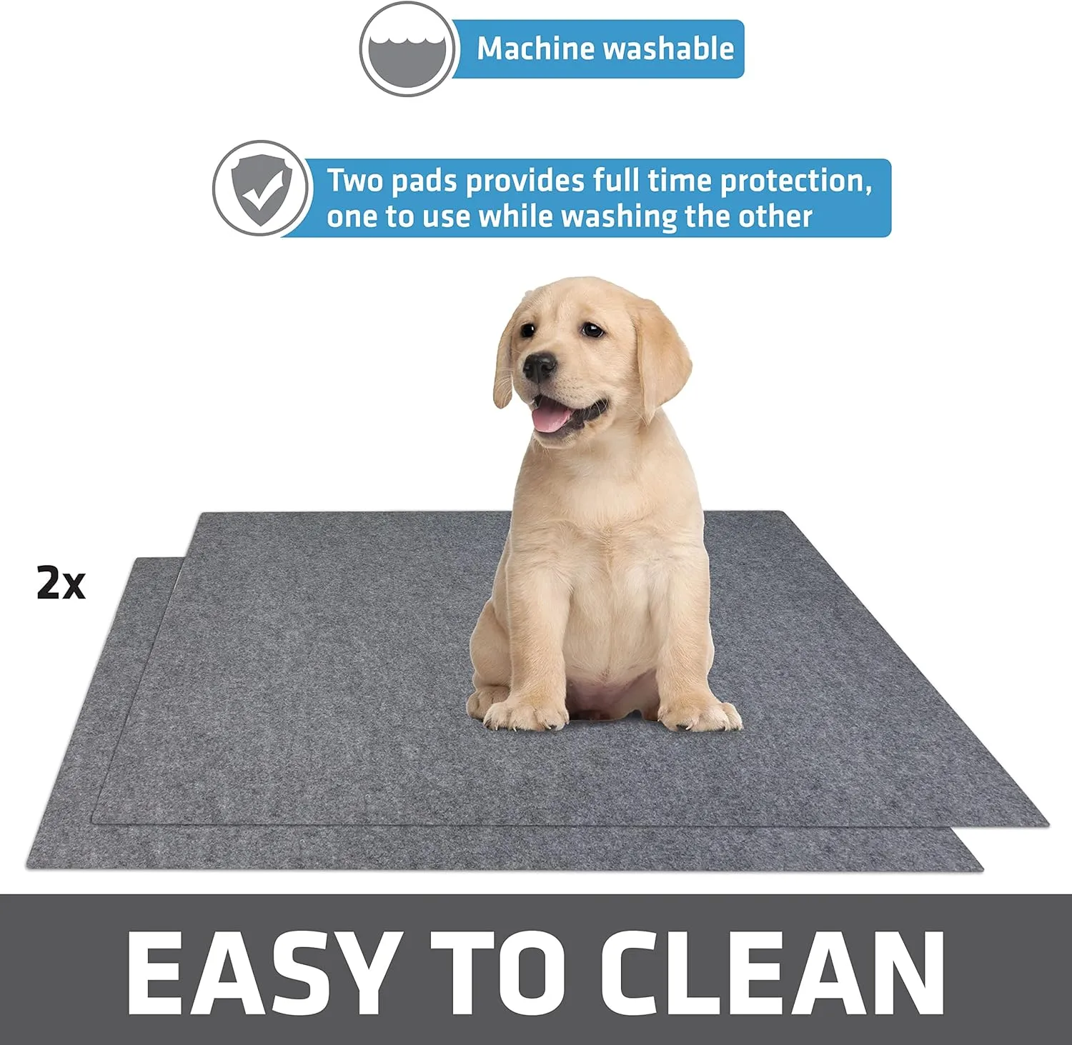 Drymate Washable Pee Pads for Dogs (2-Pack), Waterproof, Absorbent, Non-Slip, Reusable Pet Training Potty Puppy Mats, Housebreaking, Incontinence Bed Pads, Crate/Kennel (USA Made) (Large, 29 x 36)