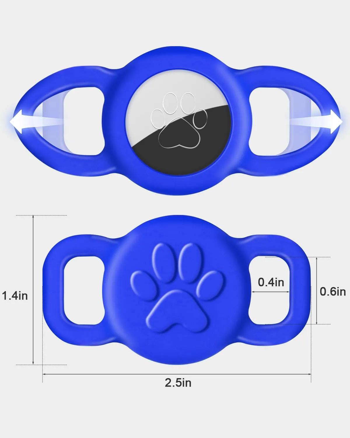 Dynmeow Airtag Cat Collar Holder, Stretchy Silicone Airtag Holder for Puppy Small Dog, Anti-Lost Protective Apple Air Tag Pet Holder Compatible with 3/8 and 5/8 inch Wide Collar, Navy-Blue, S(1 Pack)