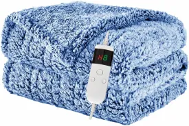 Electric Heated Blanket Throw, Heating Blanket Soft Fleece Sherpa Heated Blanket with Overheating Protection, 8 Hours Auto Off 10 Fast Heating Levels, Machine Washable