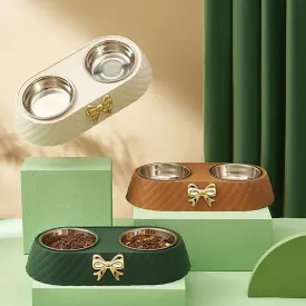 Elegant Double Stainless Steel Pet Bowls for Cats and Dogs