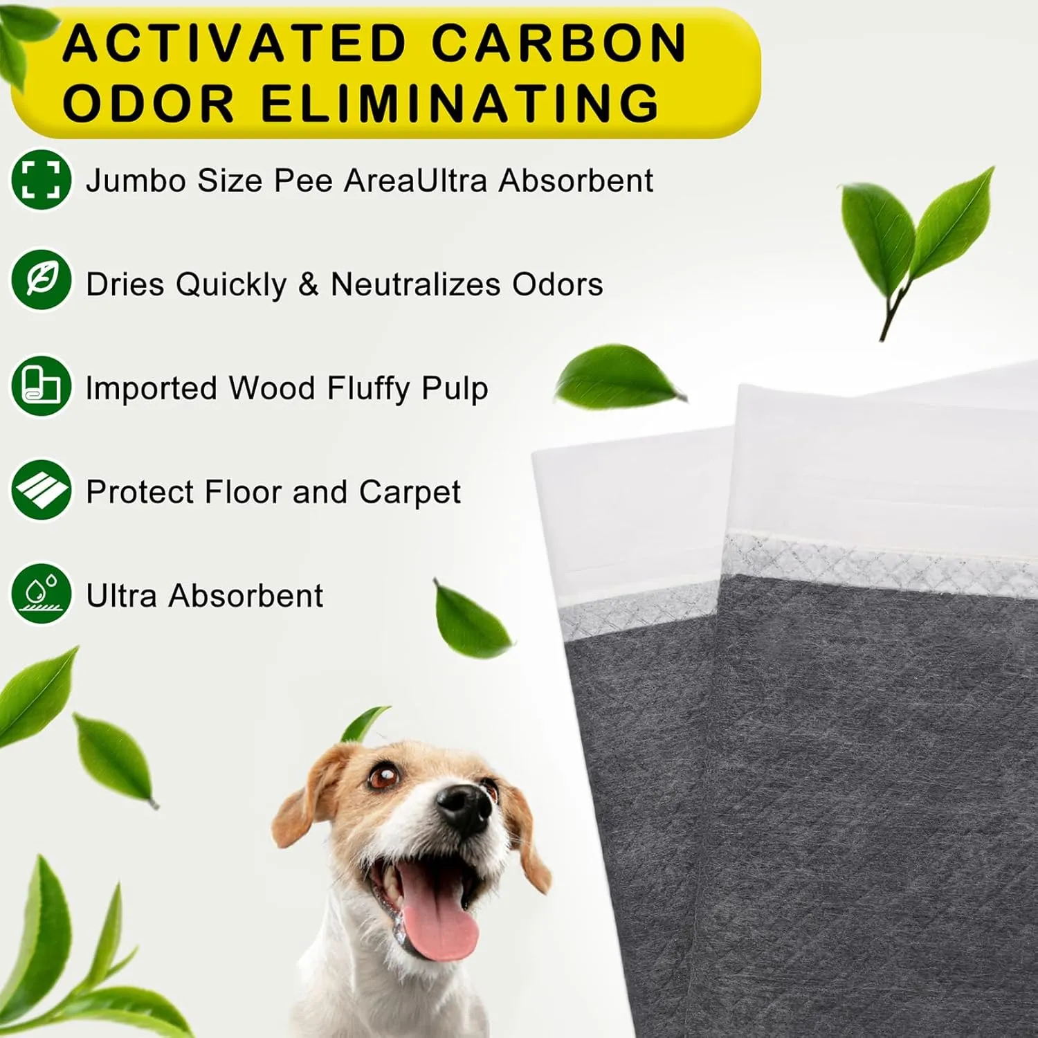 ELEGX 48"x36" Extra Large 180 Pcs Odor-Control Super Absorbency Charcoal Pee Pads for Dogs,Leak-Proof Pet Training Pee Pads,Thicken Disposable Potty Pads Puppy Training Pads for Cats Rabbits