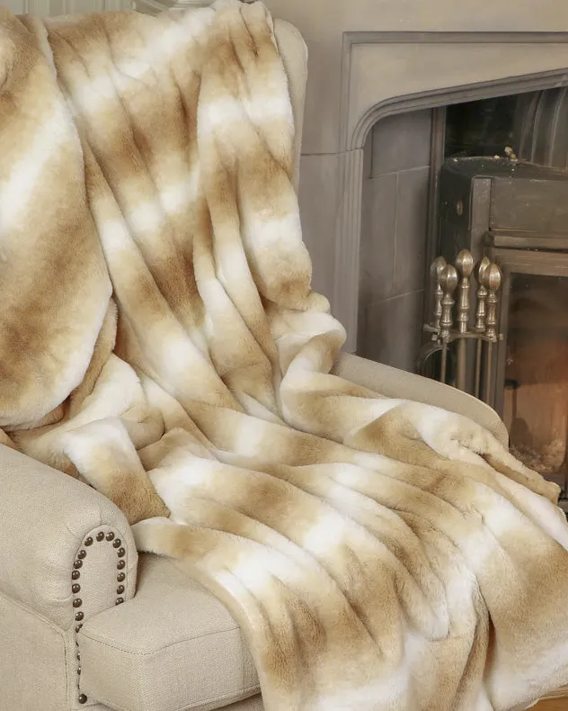 Fawn Striped Luxury Faux Fur Throw