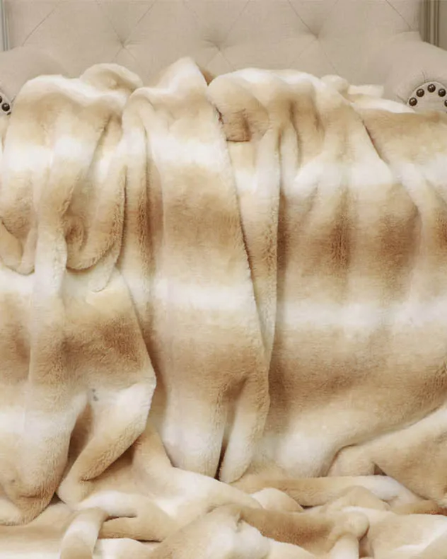 Fawn Striped Luxury Faux Fur Throw