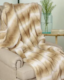 Fawn Striped Luxury Faux Fur Throw