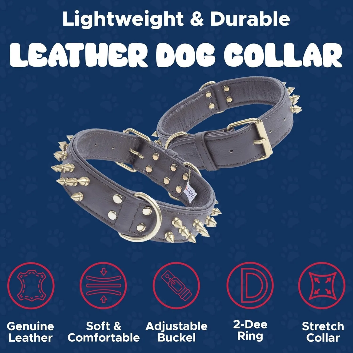 Genuine Leather Spiked Dog Collar
