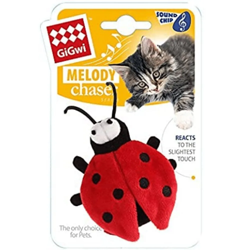 GiGwi Melody Chaser with Motion Activated Sound Chip Bee Toy and Beetle Toy for Cats Combo