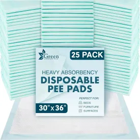 GREEN LIFESTYLE Underpads - Chucks Pads Disposable Adults, for use as Incontinence Bed Pads, Pet Pads, Pee Pads for Dogs, Cats, Bunny, Seniors Bed Pad (Pack of 25 - 30x36)