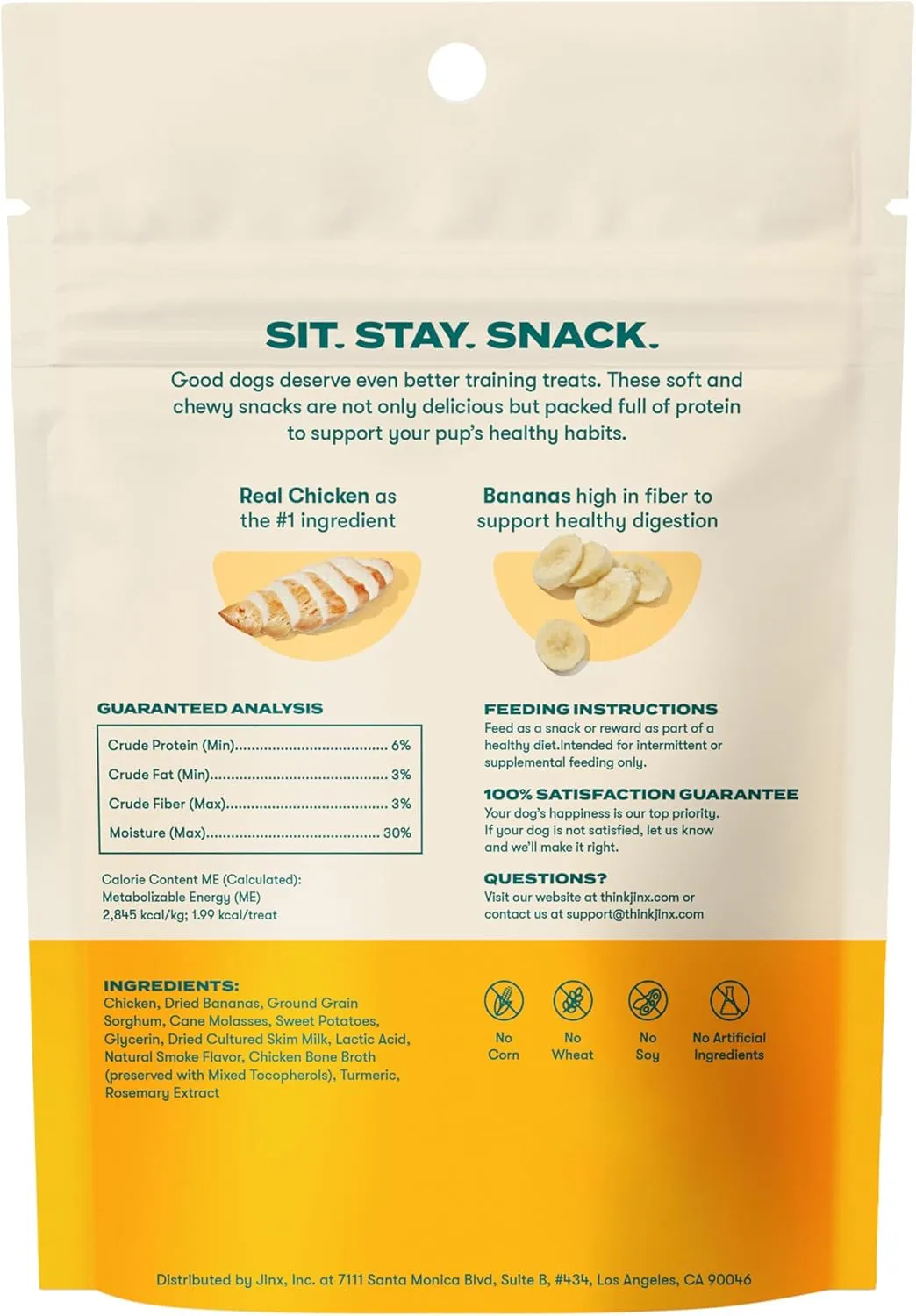 Jinx Chicken & Banana Training Treats for Dogs and Puppies, Low-Calorie, All Natural, Slow-Smoked Real Chicken, No Fillers 4oz