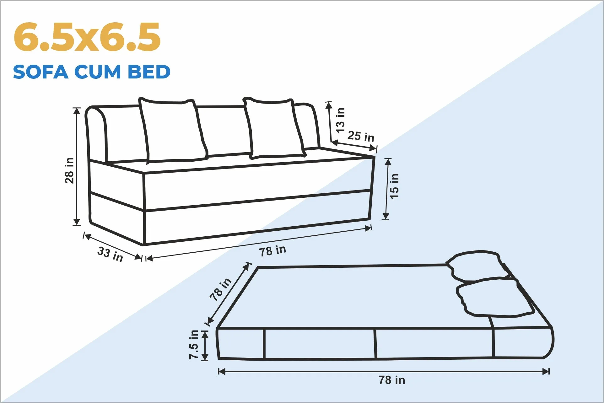 Jute Jumbo Sofa Bed, Beige | 6.5 x 6.5, Three Seater | 3 Red Medallion Cushions