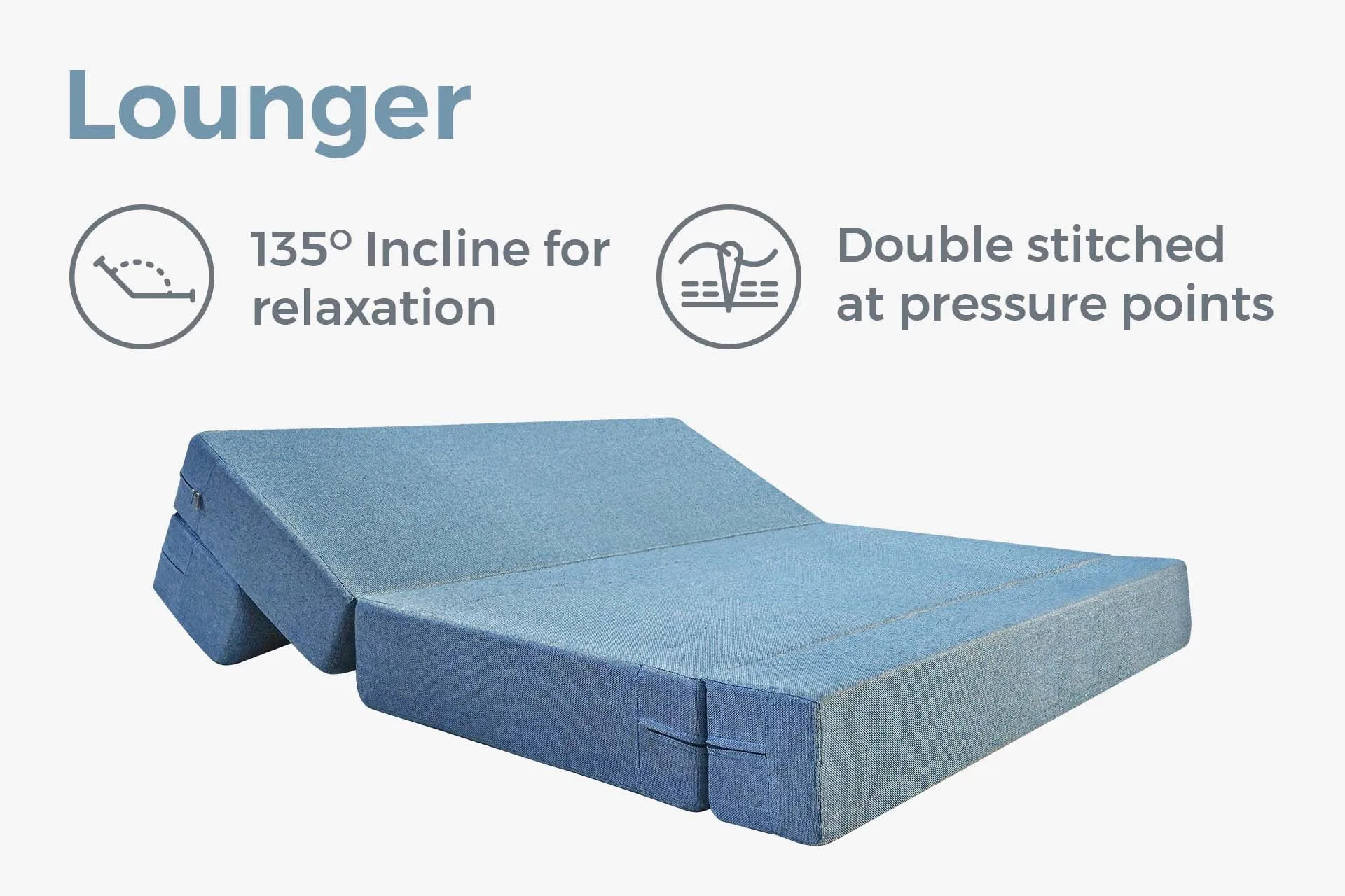 Jute Sofa Bed, Aqua Blue | 5 x 6, Three Seater | 2 Blue Quartet Cushions