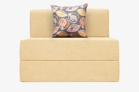 Jute Sofa Bed, Beige | 3 x 6, Single Seater | Fallen Leaves Cushions