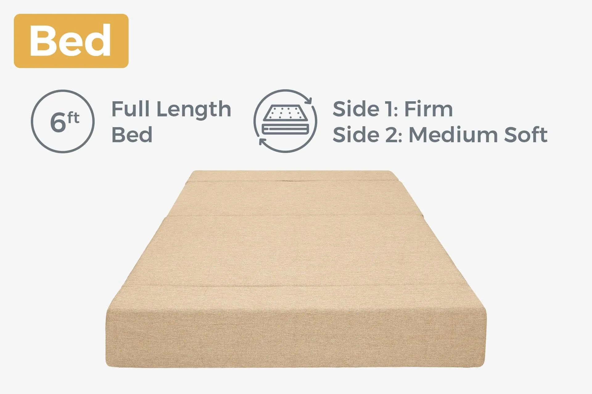 Jute Sofa Bed, Beige | 4 x 6, Double Seater | 2 Pebble Cushions