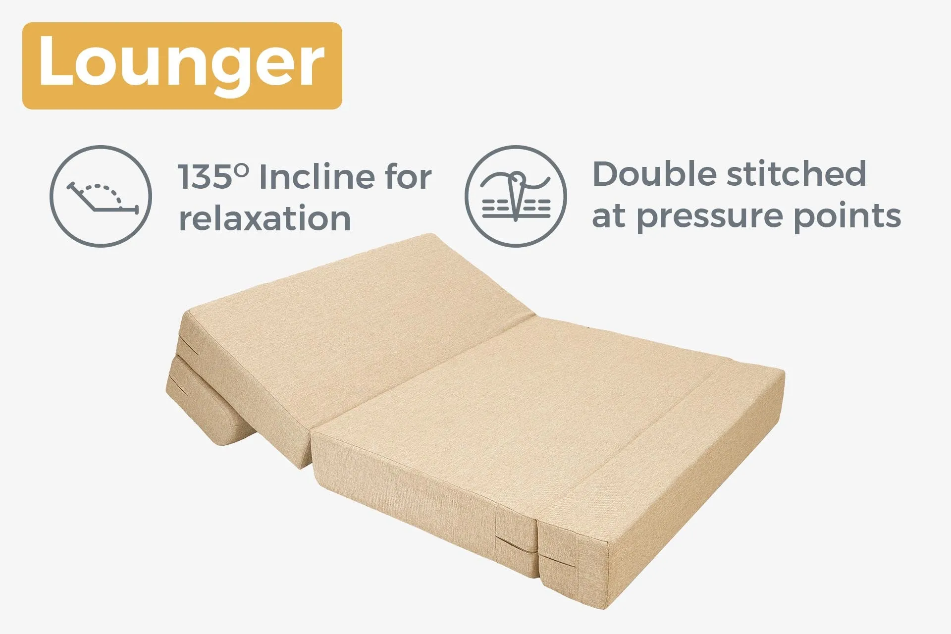 Jute Sofa Bed, Beige | 4 x 6, Double Seater | 2 Pebble Cushions