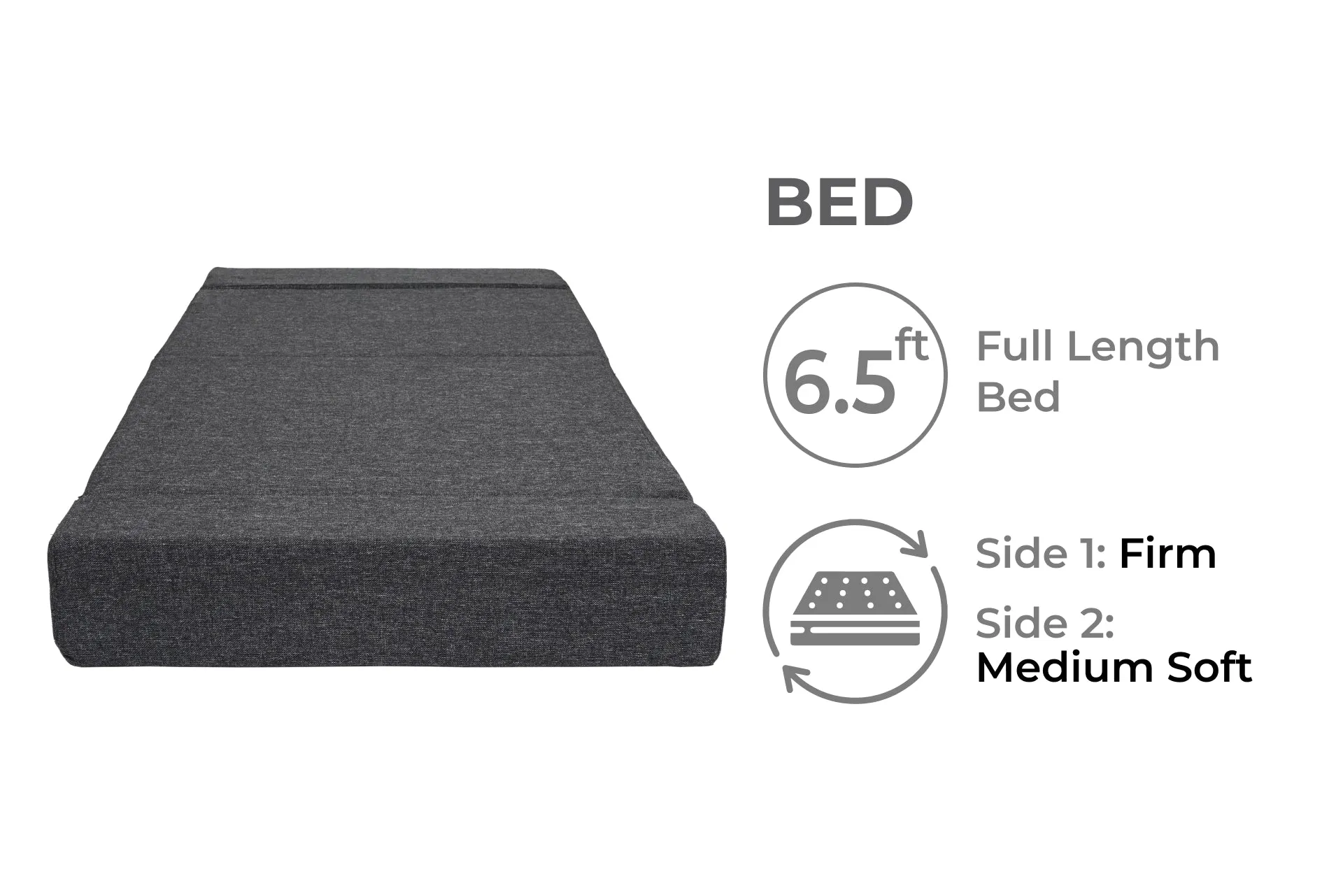 Jute Sofa Bed, Dark Grey | 3 x 6.5, Single Seater | Zigzag Cushions
