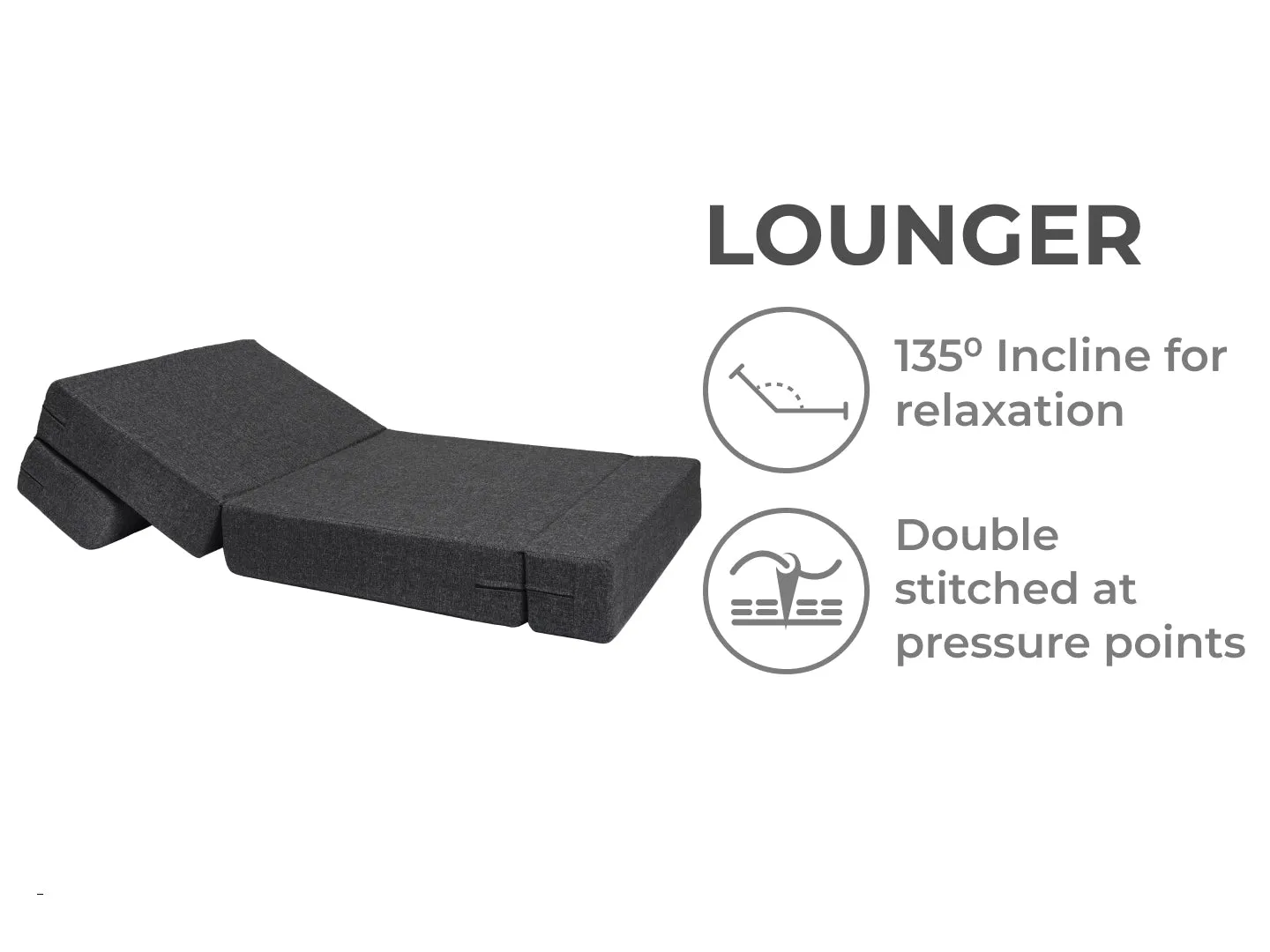 Jute Sofa Bed, Dark Grey | 3 x 6.5, Single Seater | Zigzag Cushions