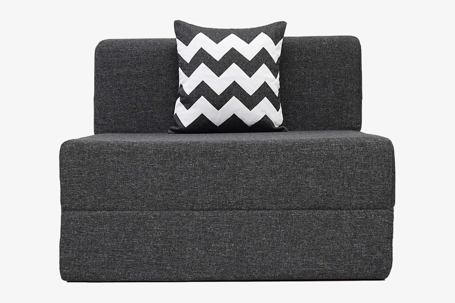 Jute Sofa Bed, Dark Grey | 3 x 6.5, Single Seater | Zigzag Cushions