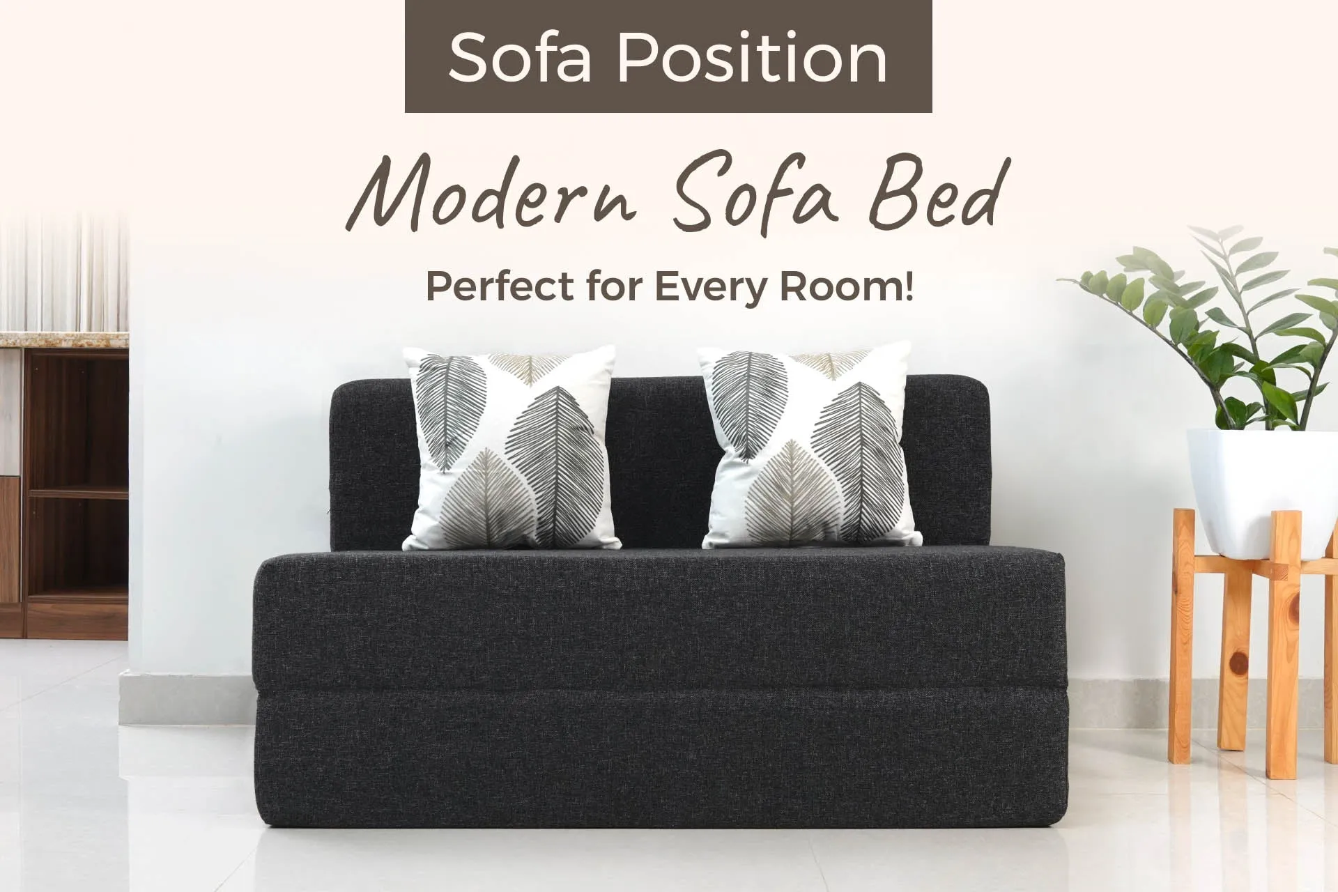 Jute Sofa Bed, Dark Grey | 4 x 6, Double Seater | 2 ThreadBare Cushions