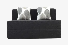 Jute Sofa Bed, Dark Grey | 4 x 6.5, Double Seater | 2 Thread Bare Cushions
