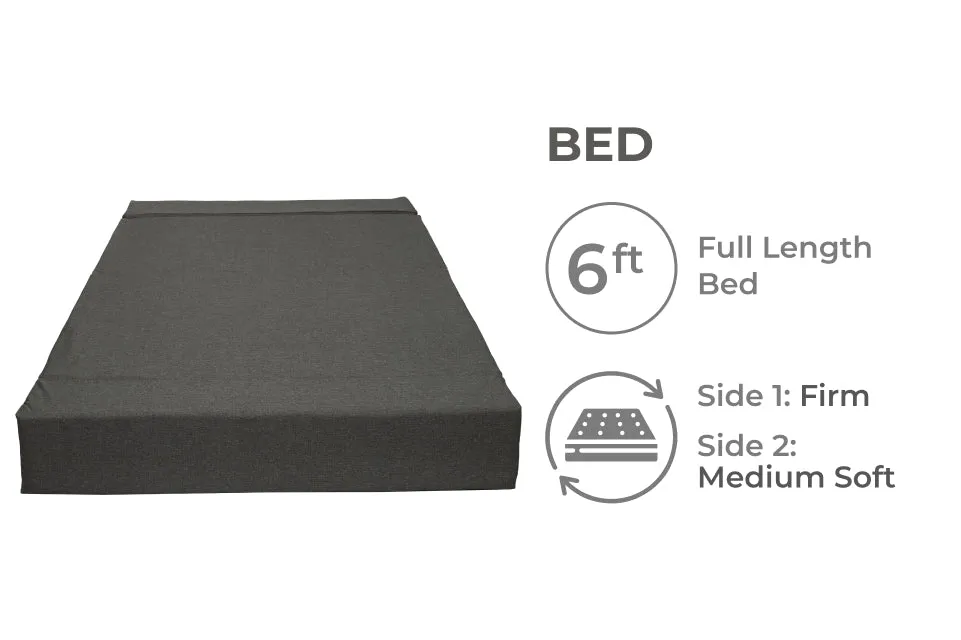 Jute Sofa Bed, Dark Grey | 4 x 6.5, Double Seater | 2 Thread Bare Cushions