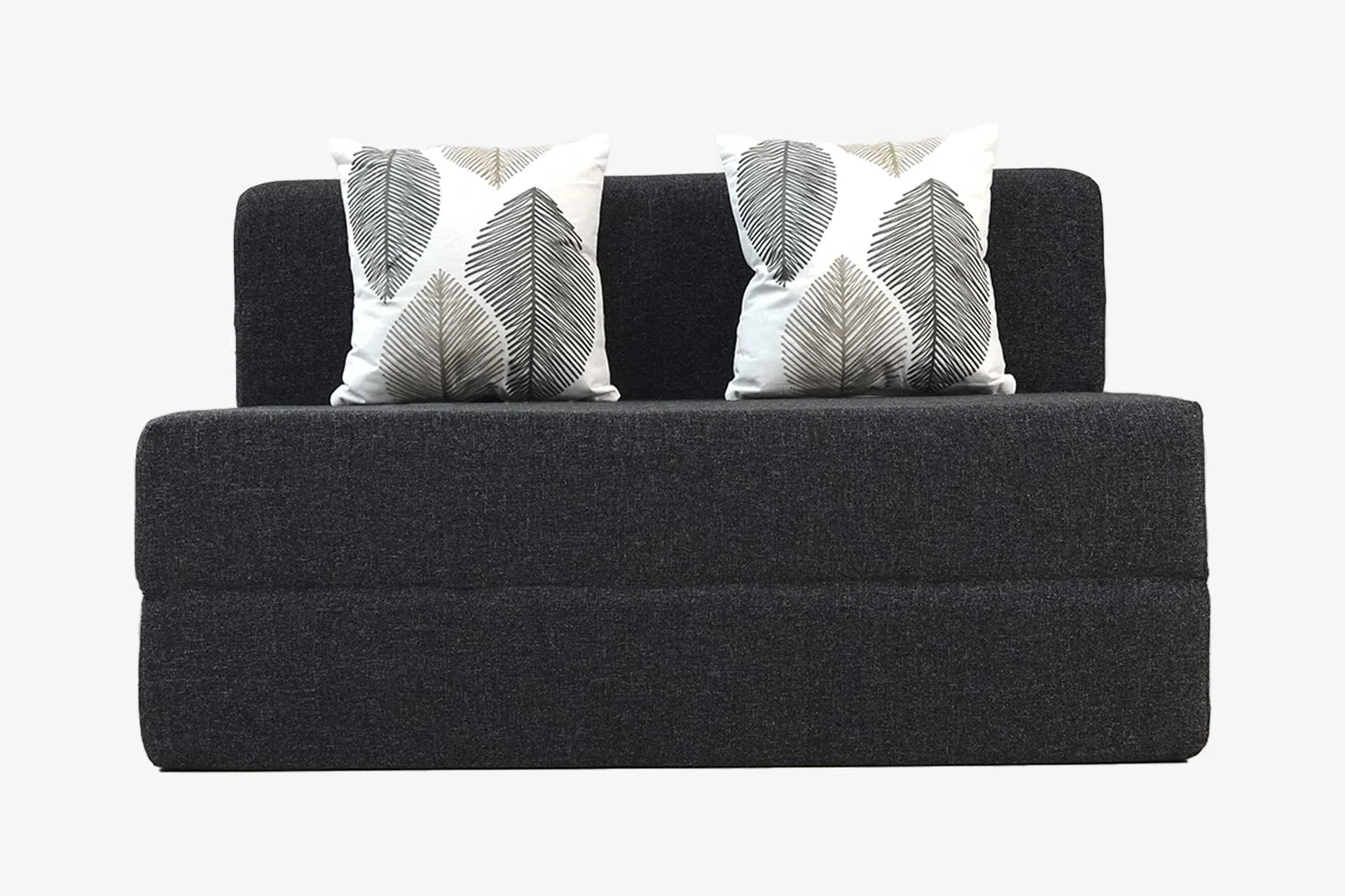 Jute Sofa Bed, Dark Grey | 4 x 6.5, Double Seater | 2 Thread Bare Cushions