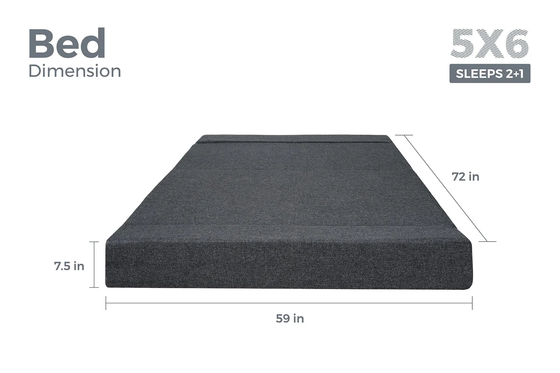 Jute Sofa Bed, Dark Grey | 5 x 6, Three Seater | 2 Baby Breathe Cushions